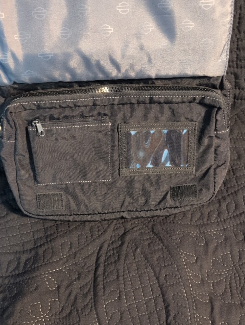 Harley-Davidson Black Quilted Crossbody Messenger Bag with Skull Patch - Picture 3 of 5